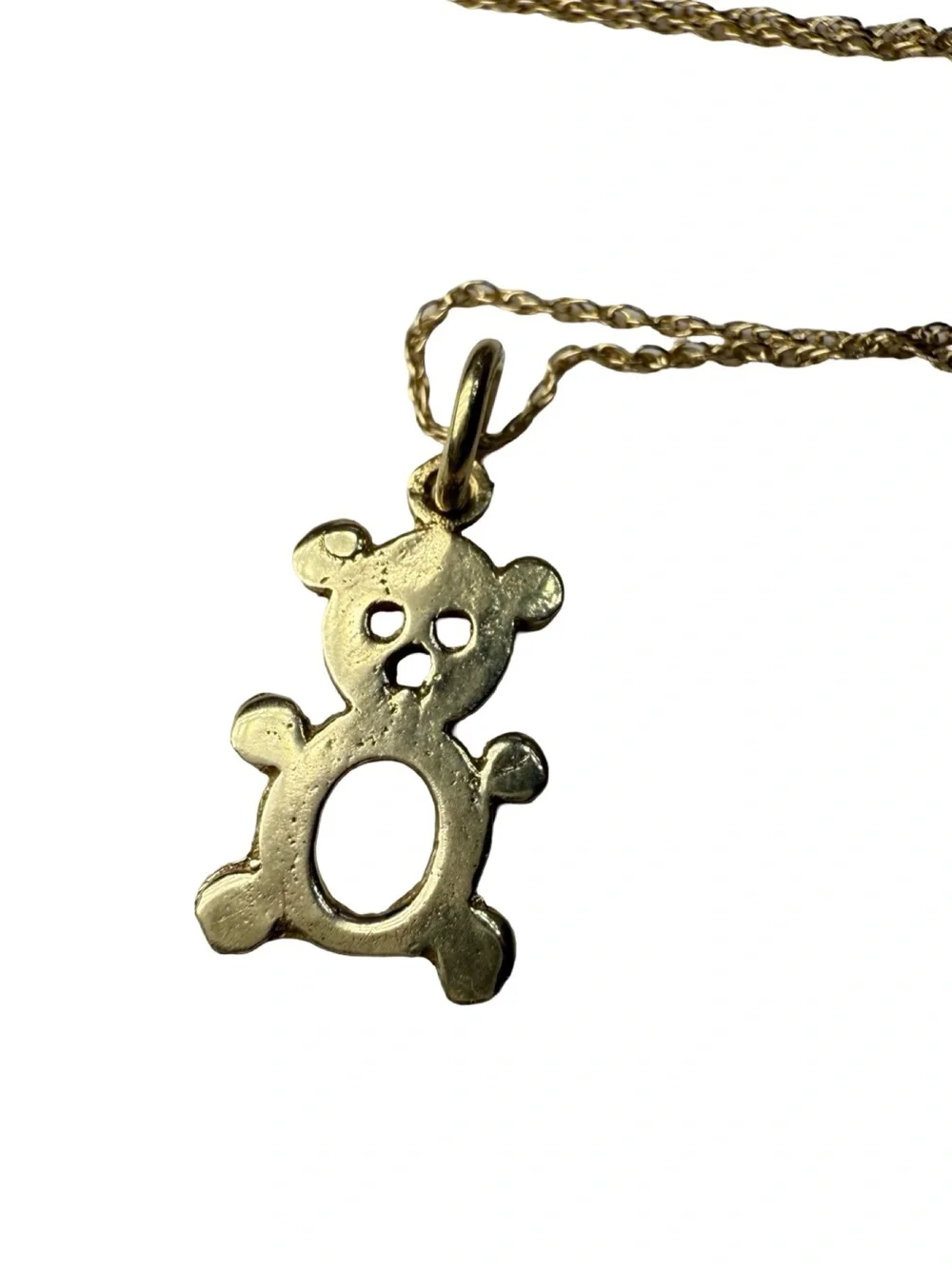 Gold Teddy Bear Pendant Necklace for Kids - Cute Gold Charm